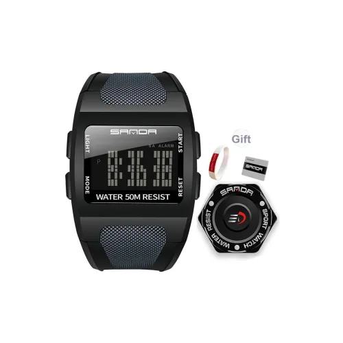 SANDA Электронный механизм Смола Ремешок Часы Мужские Зеленый циферблат