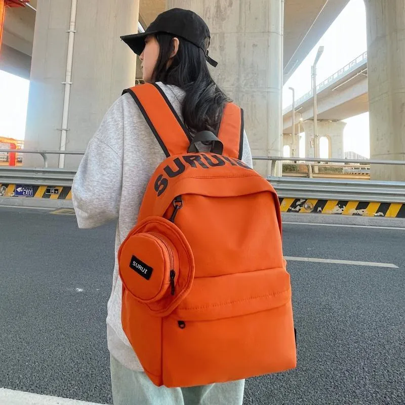 BRABOSTON Canvas Backpack Unisex Ecru/Black/Green/Orange-19