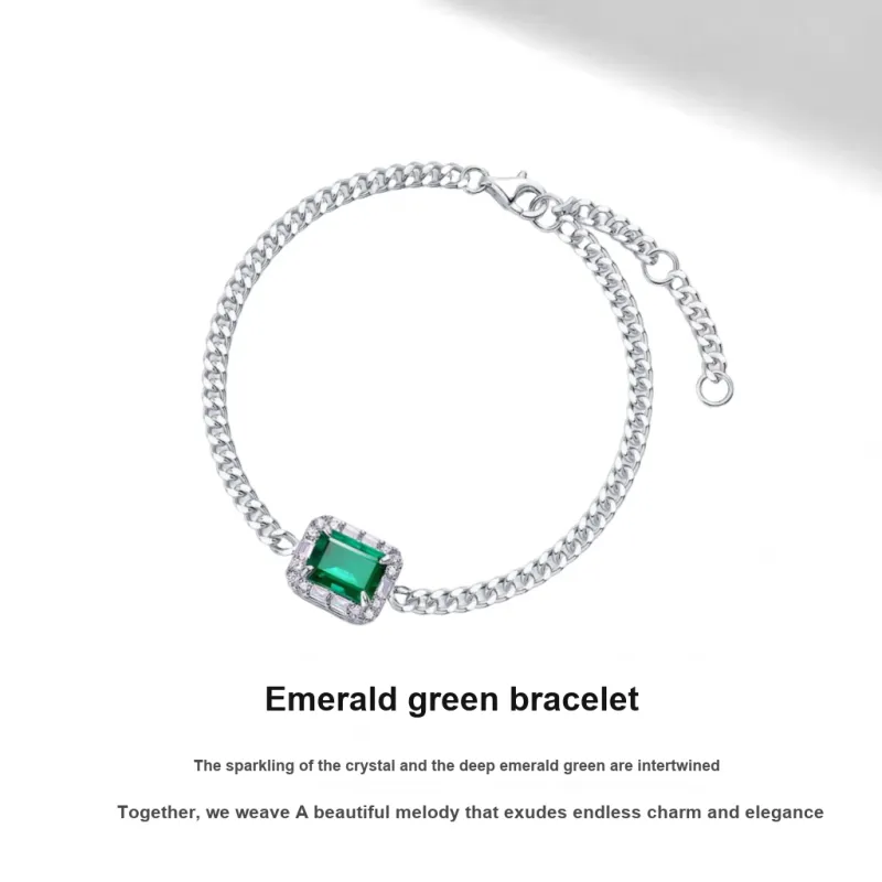 KOYOOME Cultured Emerald S925 Sterling Silver Bracelets Unisex-4