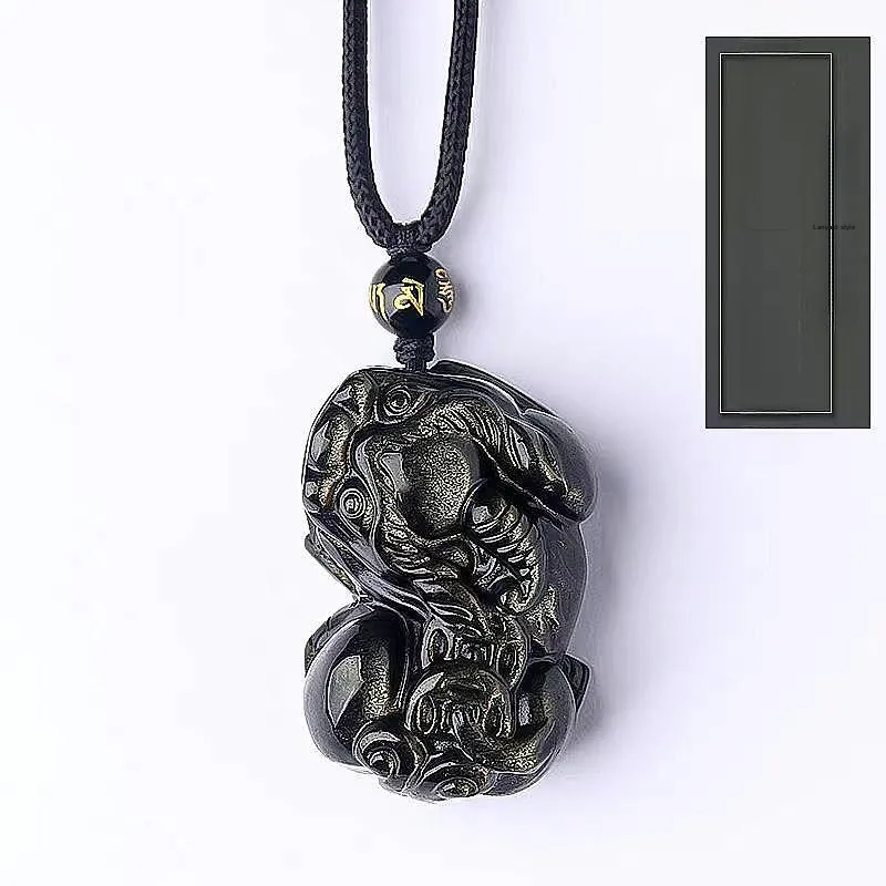 Lingxiang Yurun Obsidian Accessory, Zodiac Year Necklace Unisex-29