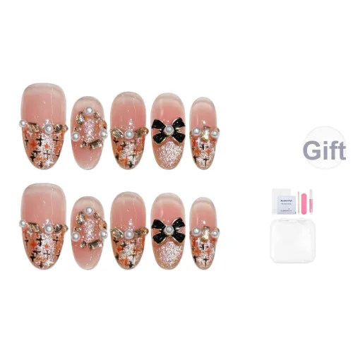 Fanze Французский CHANEL Inspired Позолоченный Кошачий глаз False Nail Средний LADDER Розовый Smudge 20mm