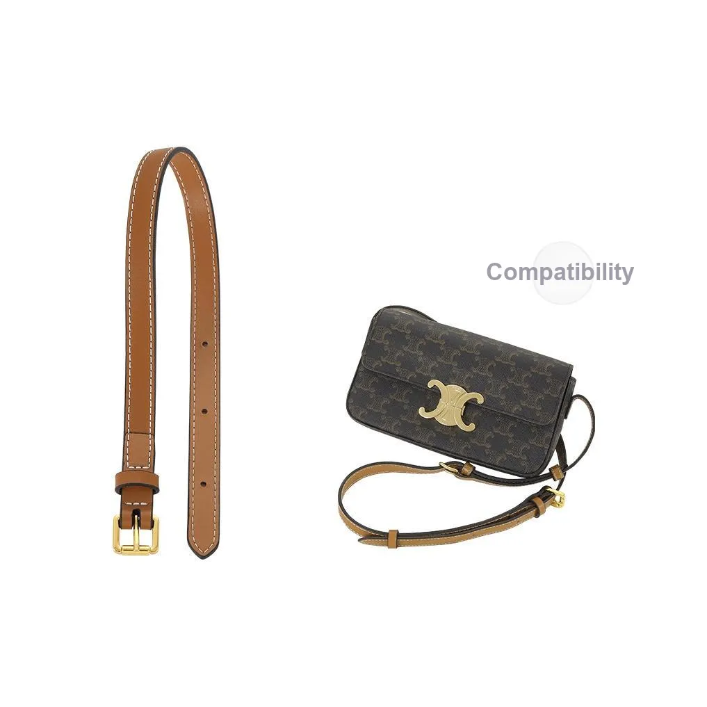 Lan Bao Fan Cow Leather Bag Accessory, Extended Length Shoulder Strap Unisex Caramel