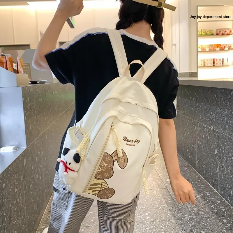Vack Nylon Backpack Unisex White/Black/Orange Red/Yellow/Green/Brown-1