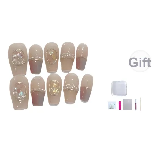 A Few More Cute Премиум Градиентный Французский Съемный False Nail Короткий LADDER Нюдовый Смудж Шimmer