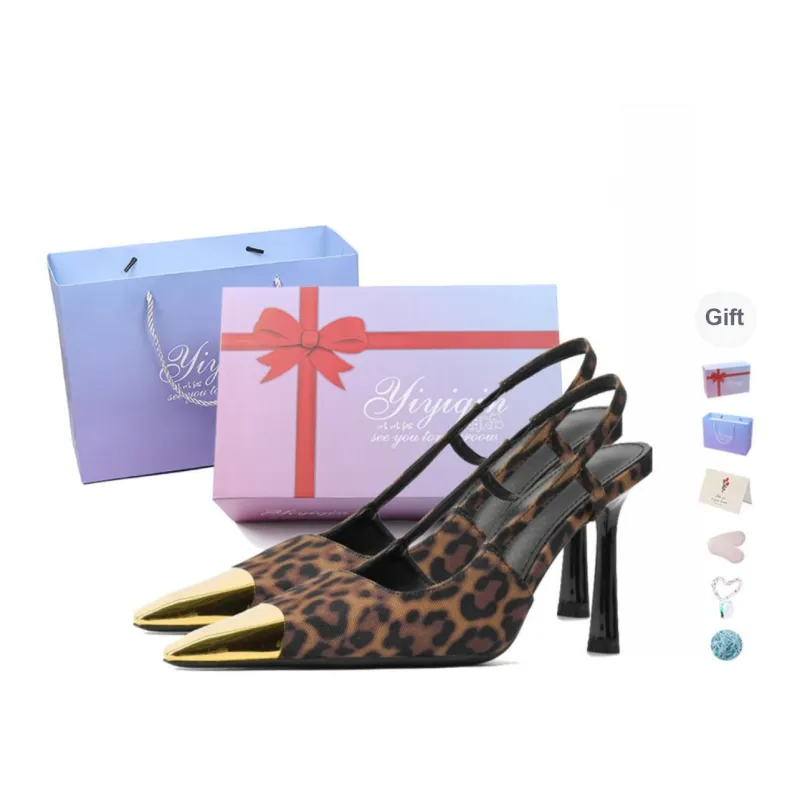 Take The Qin Slim Heel High Heels Women's Leopard Print-6
