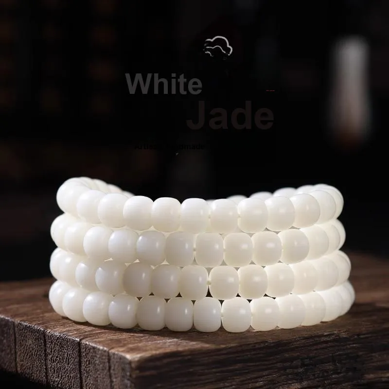 JIUHUASHAN White Jade Bodhi Bead Chain Unisex-8
