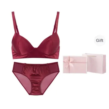 FREELASS Underwear Set Women's Gift Box Set Included Bordeaux Red