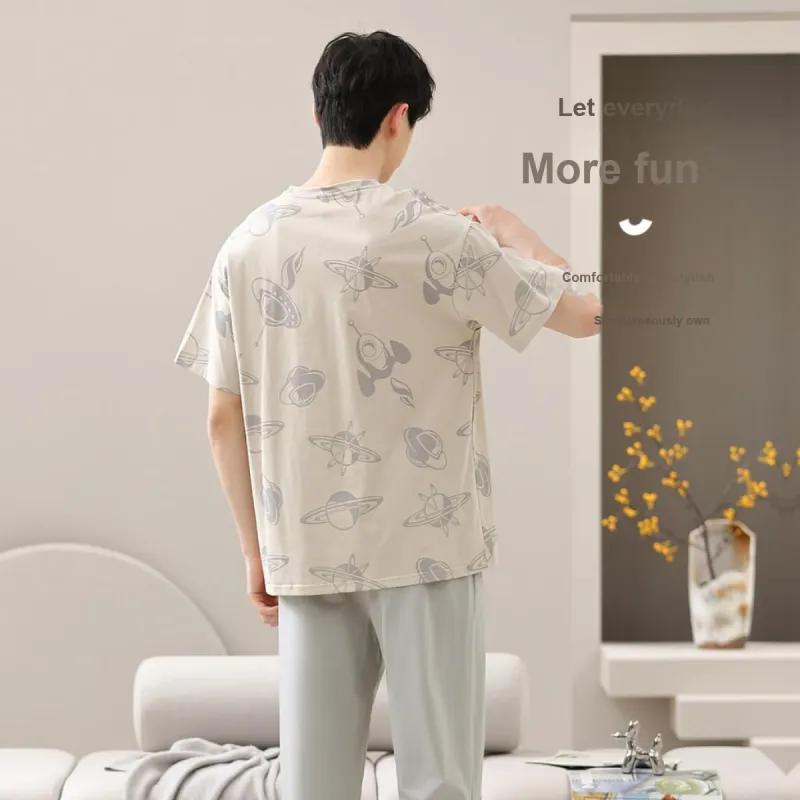 GOSO Pajama Set Men's Gray White-1