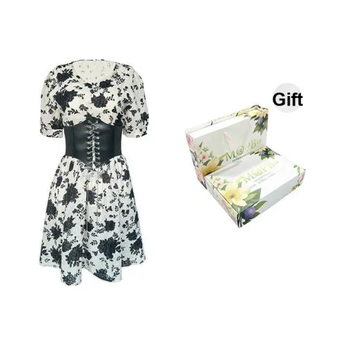 MOPB Короткий рукав Платье Женское Цветочное