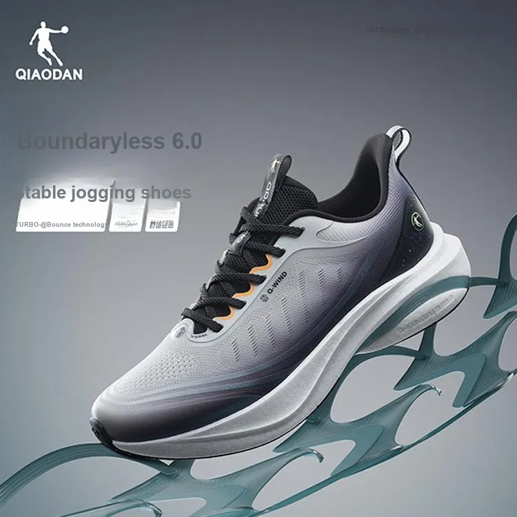 QIAODAN Borderless 6.0 Cushioning Wear-Resistant Low-Top Running Shoes Men's Gray Black-6