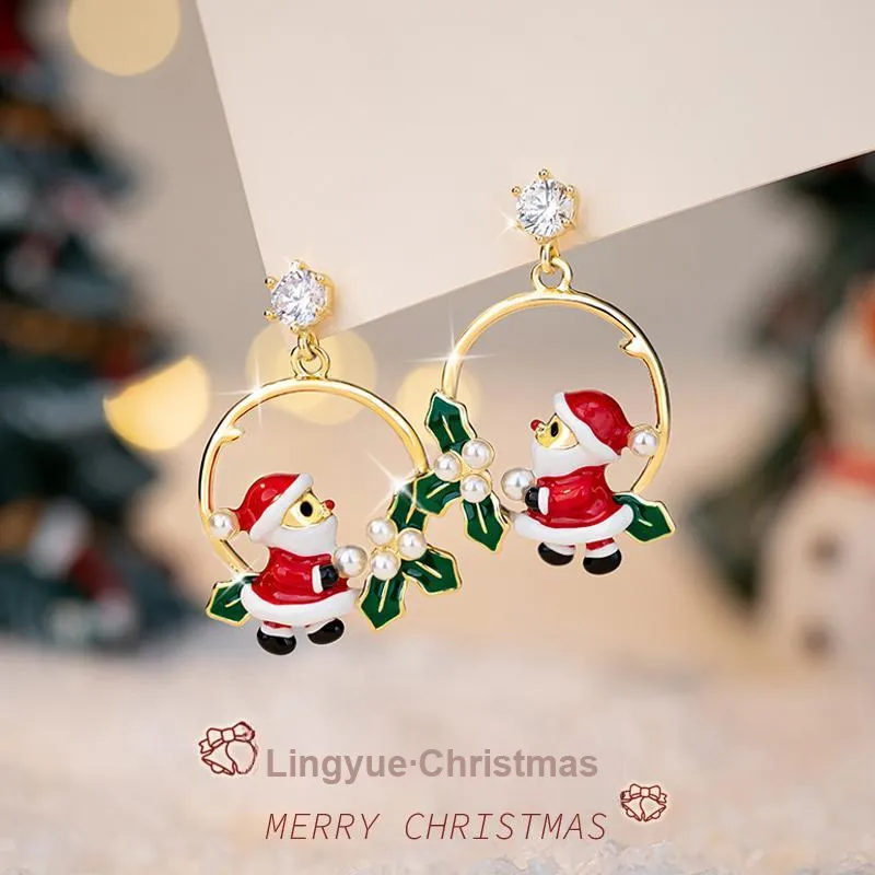 QLADY S925 Silver Stud Earrings Women's Gold-7