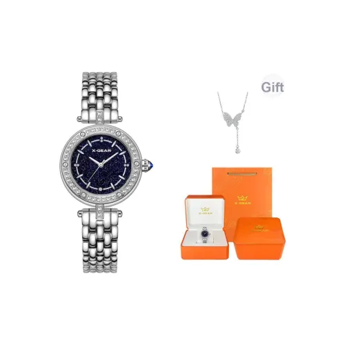 X Шестерня Star Collection Кварцевый механизм Нержавеющая сталь Ремешок Часы Женские часы Черный циферблат