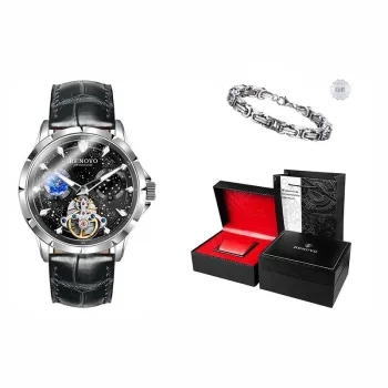 RENOVO Sea Of Stars Automatic Mechanical Movement Watch Men's Watches Black Dial