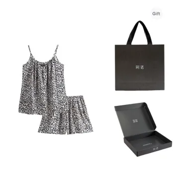 Same Language Pajama Gift Box Women's Black And White, Leopard Print