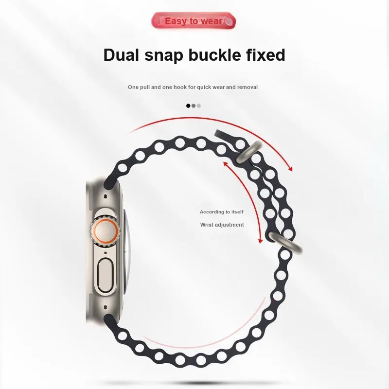 KUWU STREET Apple Compatibility Watch Band 210mm Silicone Material-3