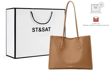 ST&SAT Cow Leather Tote Shoulder Bag Handbag Large Size Women's Dark Brown/Black