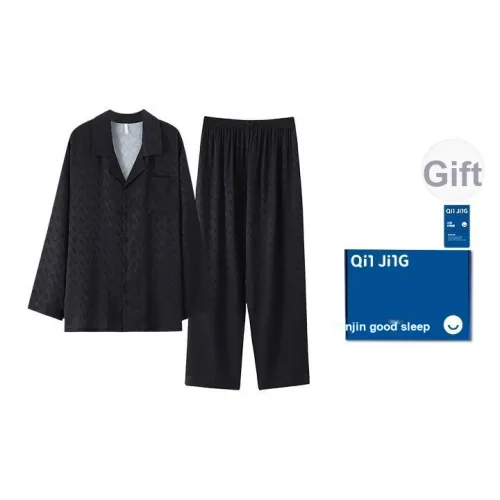 Qin Jing Пижамный комплект Мужской с скрытой текстурой Черный