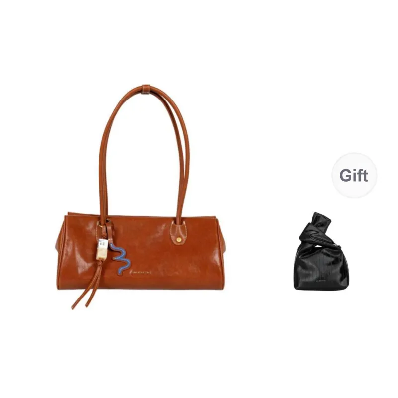 OMI Cow Head Leather Shoulder Bag Regular Women's Dark Iron Black/Pinecone Brown/Cinnamon Brown-4