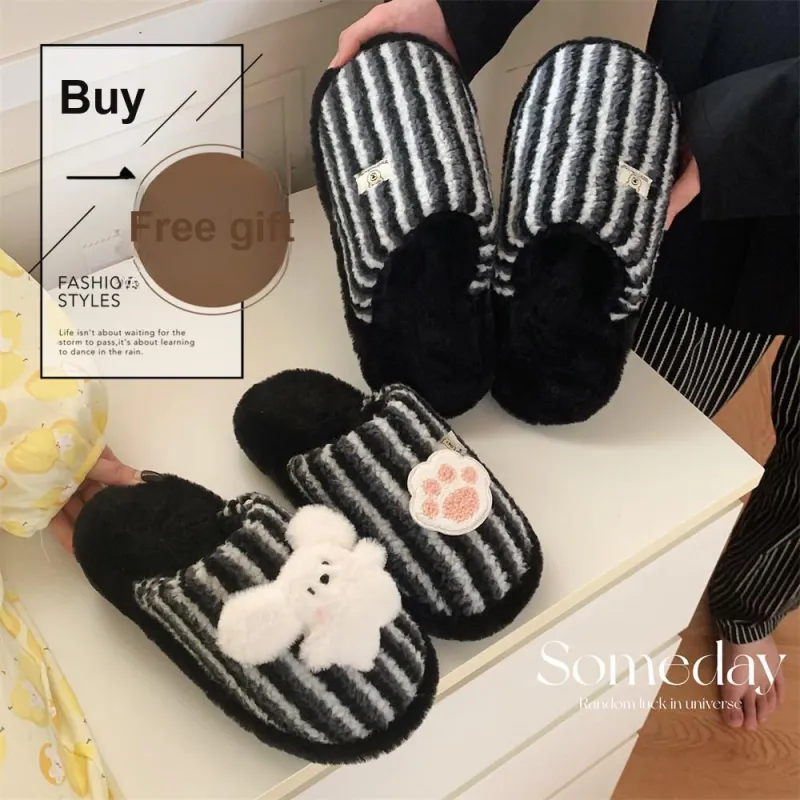 Thin Strips Cotton Slippers Unisex, Pink-17