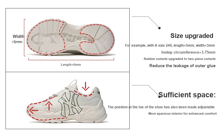 MLB Big Ball Chunky Low Top Chunky Sneakers Unisex Ivory White-6