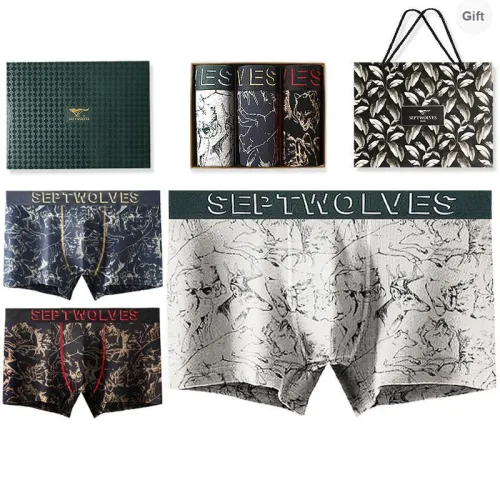 SEPTWOLVES Underpants Men's 3 Pack Gift Box Set+Shopping Bag