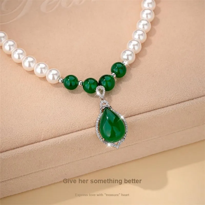 QLADY Chalcedony Jade Necklaces Women's-3