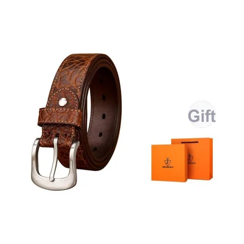 Jaylen Oos Vintage Fashion Дикий Коровья кожа С рельефным узором Лицевая коровья кожа Ремни Мужской Черный кофе CAMEL Ширина 3,8 см