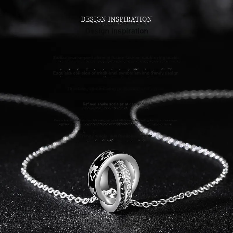Hurry That Year S925 Silver Black Zircon Necklaces Men's-2