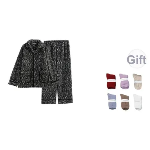 Same Language Пижамный комплект Мужской Черный Белый Леопардовый с принтом