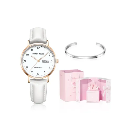 Disney Mickey Кварцевый механизм Часы Женские Белый циферблат