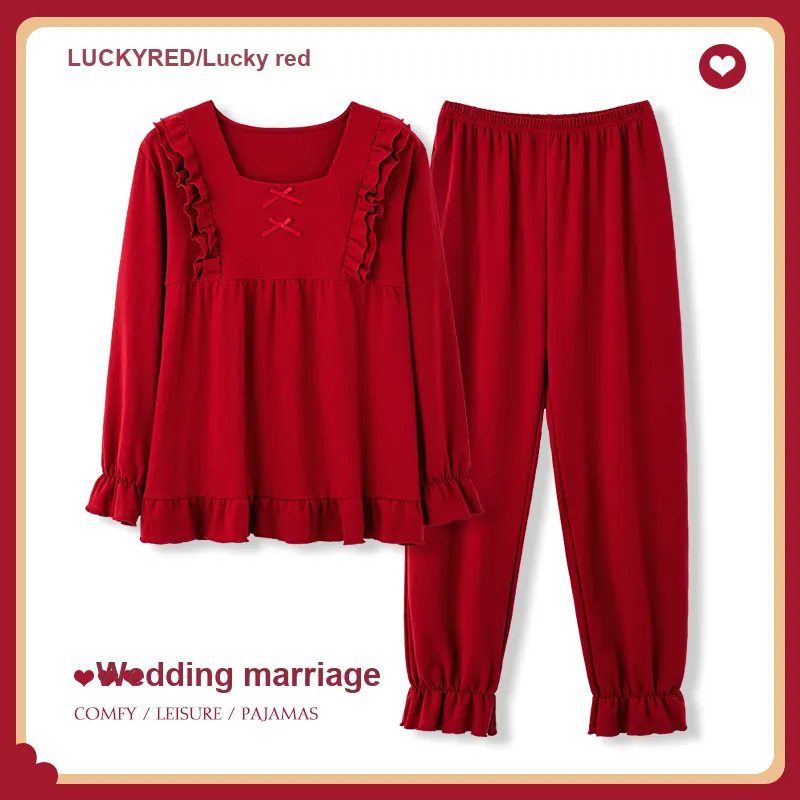 The Story Of The Flower Season Pajama Set Women's Red-2