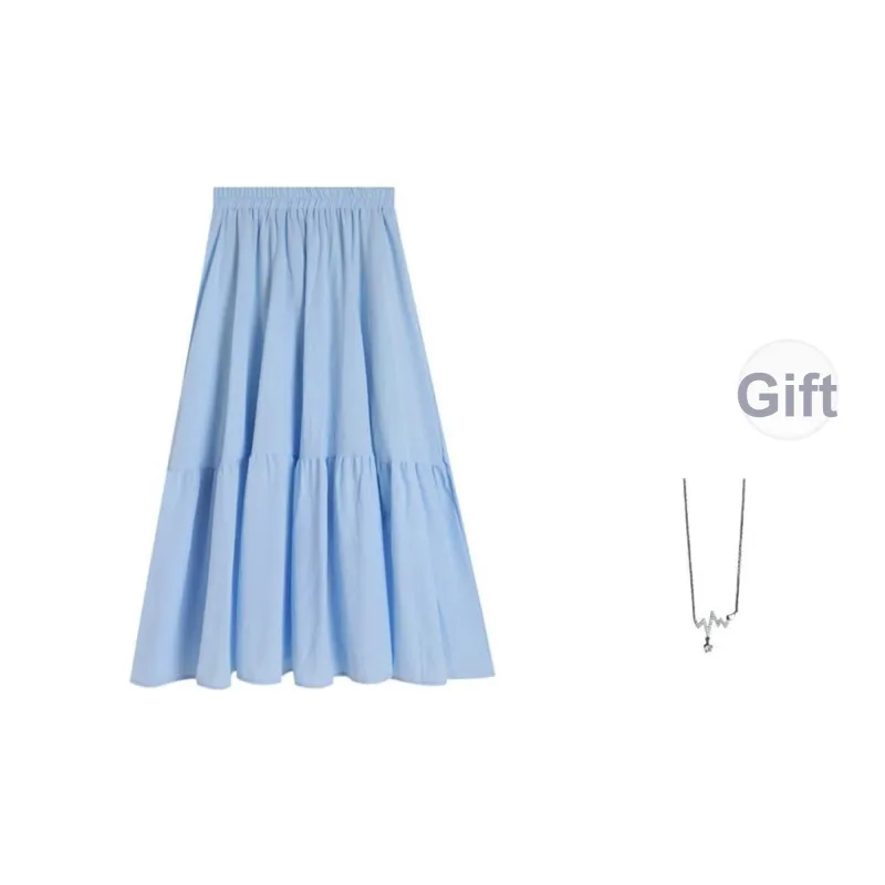 Giyu Casual Long Skirts Women's Sky Blue-0