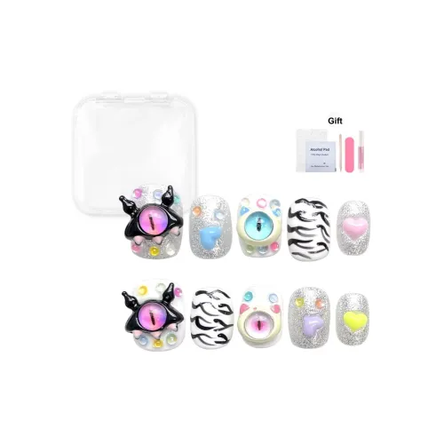 Yun Yue Joe Демон Красный глаз Милый Причудливый 3D-эффект False Nail Короткий Круглый 15мм