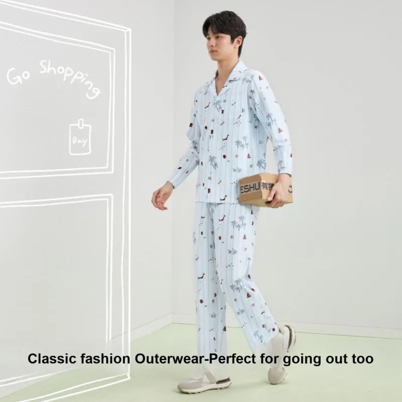 YOUKESHU Ice Silk Pajama Set Men's Shopping Bag-5