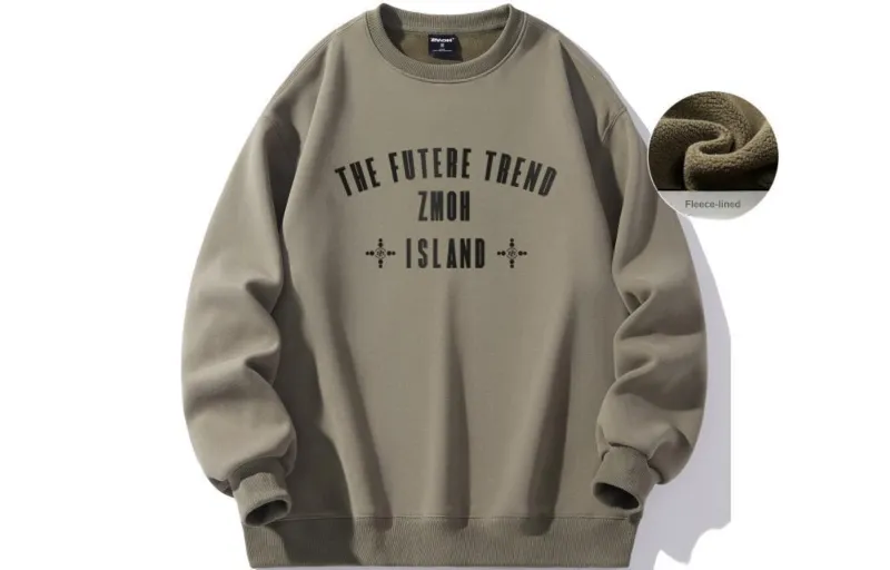 ZMOH Fleece Lined Crew Neck Sweatshirt Unisex Couple's-9