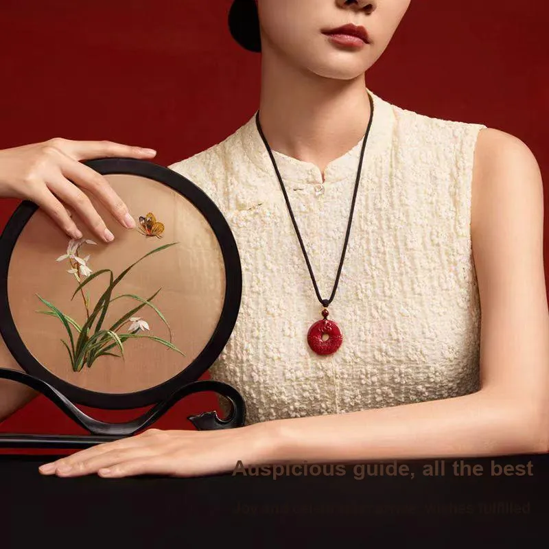 Lingxiang Yurun Cinnabar Necklaces Unisex-3
