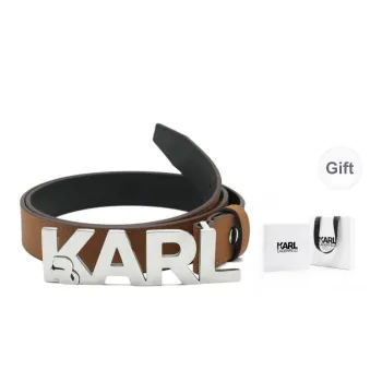 KARL LAGERFELD Cow Leather Belts Unisex 3.1CM Brown