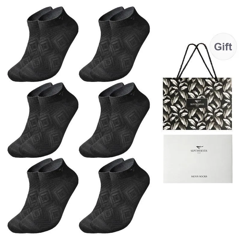 SEPTWOLVES Ankle Socks Spring/summer Models Men's 6 Pairs Gift Box Packaged-0
