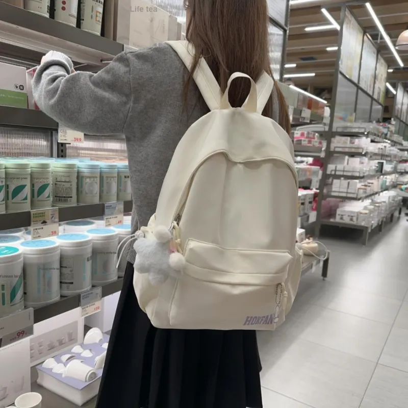 URBAN FOREST Nylon Backpack Unisex White/Black/Pink/Red/Purple/Blue-2