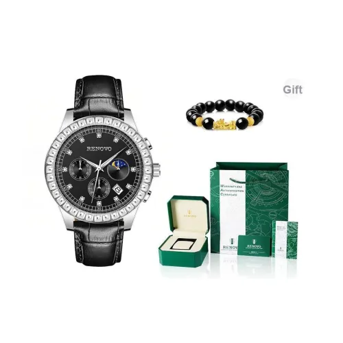 RENOVO Ultra Dominator Galaxy Collection Кварцевый механизм Натуральная кожа Ремешок Часы Мужские часы