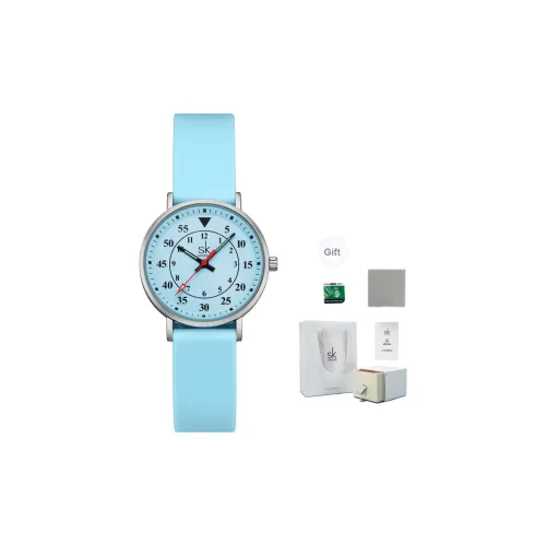 SHENGKE Кварцевый механизм силиконовый ремешок женские часы синий циферблат