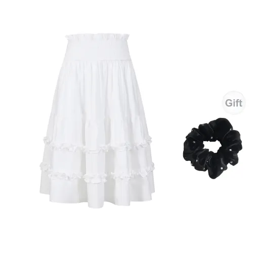 Three Quarters Casual Long Skirts Women's White Skirt