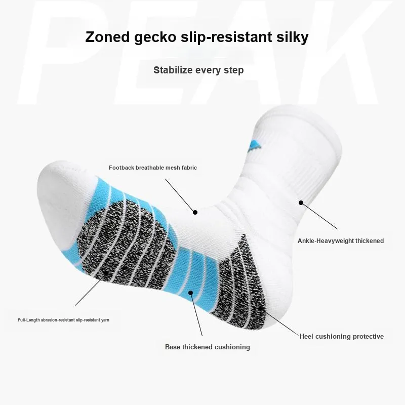 PEAK Basketball Socks Unisex 3 Pack White Blue-5