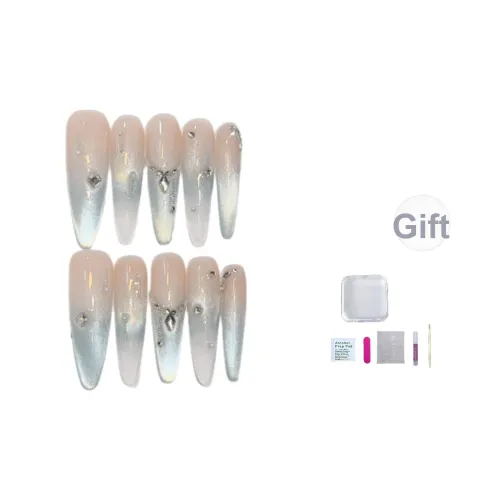 JIDUOMENG Летний освежающий фальшивая ногтей с высоким концом зеленая кошка глаз французский стразы дизайн съемный овал