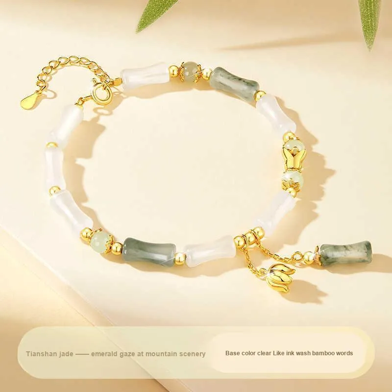 Andaozi Hetian Jade Bracelets Pale Greenish White Jade Women's-3