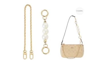 Lan Bao Fan Metal, Alloy Bag Decorative Chain Accessories+Pearl Extender Chain Gold Tone