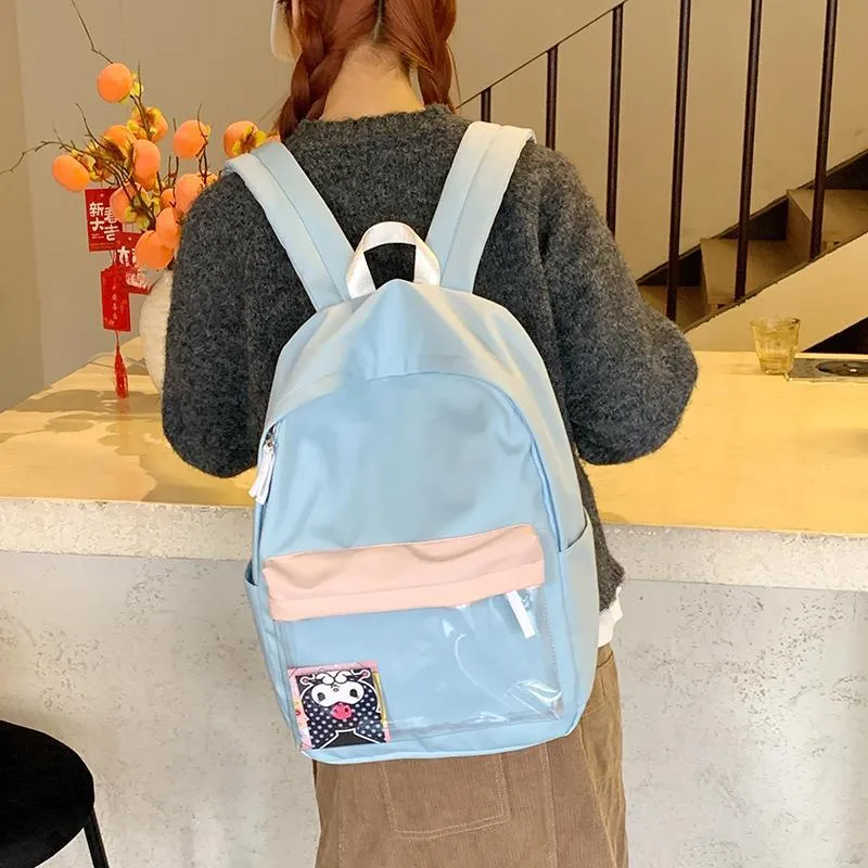 Yalu Nylon Backpack Regular Unisex Green/Light Blue/Pink-14