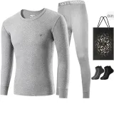 Belt Jacquard 100% cotton Clothing Sets (Light Gray) with 2-Pack Cotton Socks+Shopping Bag Included