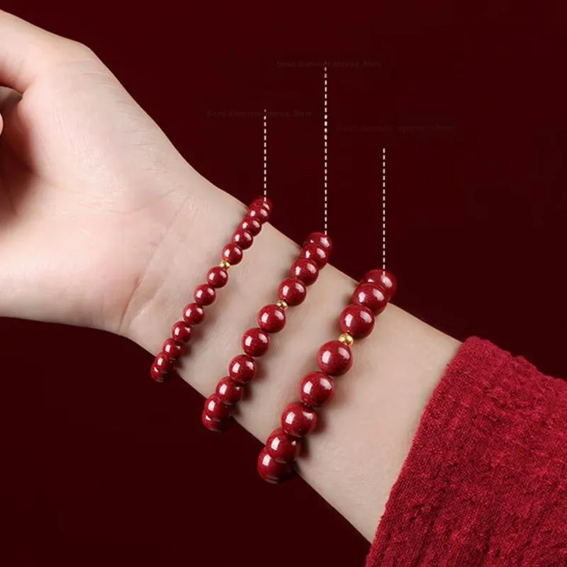 Baozhi Reconstructed Cinnabar Jade Bracelets Unisex-46