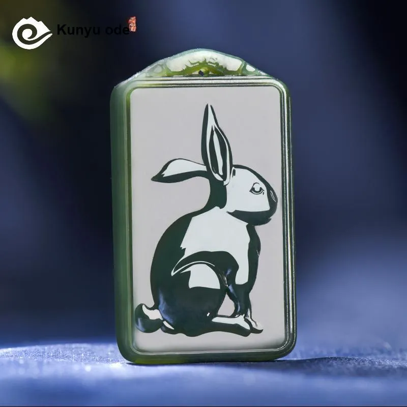 KUNYUYAO Hetian Jade Pendants Green Jade Unisex-16